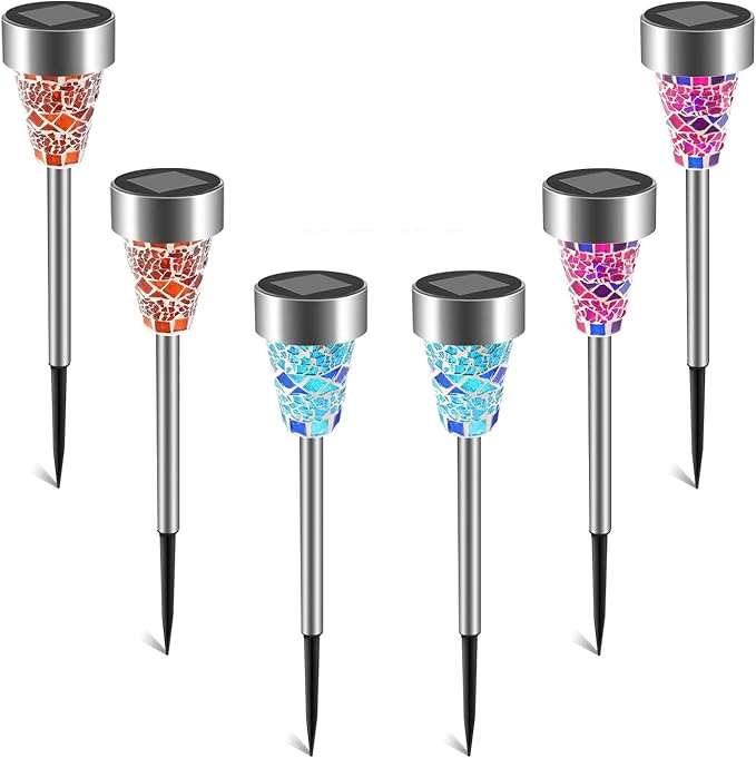 Moclever 6Packs Solar Garden Lights Outdoor Solar Pathway Lights IP44 Water-Resistant Landscape Lights 8Hrs Lawn Lamps for Yard Driveway Walkway
