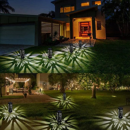 ELEOPTION Waterproof Pathway Garden Solar Lights Floor Lamps Bright LED with Stainless Steel Stake Decorative LED for Landscape Path Walkway Patio Lawn Christmas (Pack of 4)