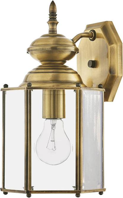 Livex Lighting 2007-01 Outdoor Wall Lantern with Clear Beveled Glass Shades, Antique Brass