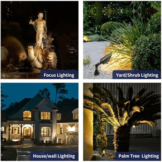 Gardenreet Brass Landscape Lighting - Low Voltage Spotlights Outdoor, 12V LED Wired Uplights, Waterproof Spot | Lumora