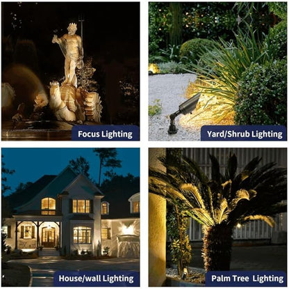 Gardenreet Brass Landscape Lighting - Low Voltage Spotlights Outdoor, 12V LED Wired Uplights, Waterproof Spot Lights, Bronze for Outside Trees Without MR16 Bulb (4 Pack)