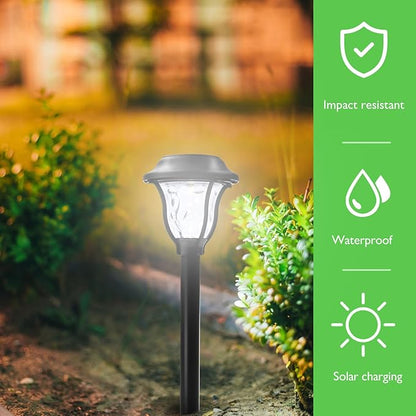 TEHAUX 10pcs Solar Garden Lights Outdoor Waterproof Warm White LED Landscape Path Lights for Lawn Patio Yard Decor Solar Powered