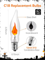 25-Pack Realistic Flame Light Bulbs, Vintage C18 E12 Bulb with Candelabra Base, Ideal Replacement for Outdoor & | Lumora