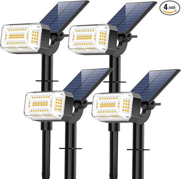 Solar Spot Lights Outdoor, 102 LED Solar Garden Yard Spotlight Waterproof Landscape Flood Powered Lights with | Lumora