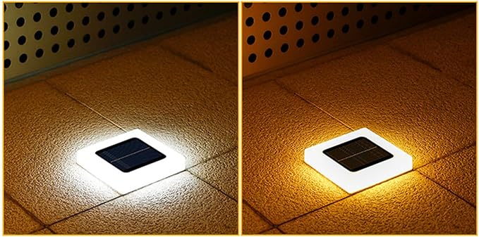 Pathway Lights Solar Powered Square Flat Solar Lights Outdoor Waterproof Solar Stair Light In Ground Landscape Lighting for Garden Lawn Patio Yard Walkway Night Lamp (Warm Light)