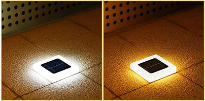 Pathway Lights Solar Powered Square Flat Solar Lights Outdoor Waterproof Solar Stair Light In Ground Landscape Lighting for Garden Lawn Patio Yard Walkway Night Lamp (Warm Light)