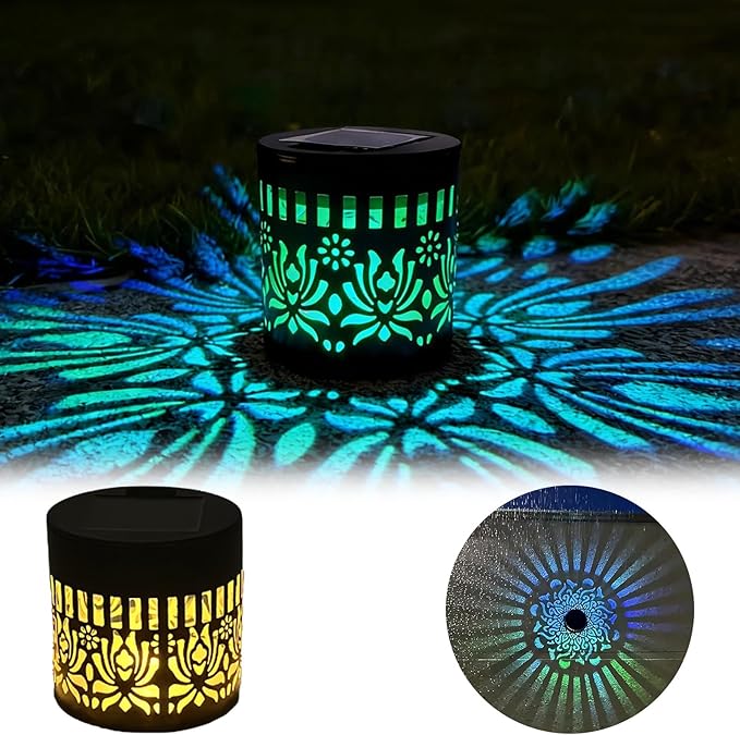 Solar Mandala Lights Outdoor Decorative - Waterproof Metal Mandala Solar Wall Lights, Artistic Fence & Step Lights for Garden, Patio, Backyard, Yard & Outdoor Home (1, Lotus-Warm Light)