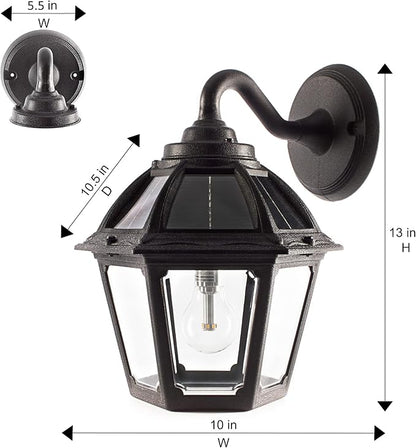 Gama Sonic Polaris Solar Wall Sconce Light, Outdoor Warm White LED Exterior Lamp, Black UV Protected Resin for Coastal Areas, for Walkways, Pathway, Columns, Sheds, Piers (177010)