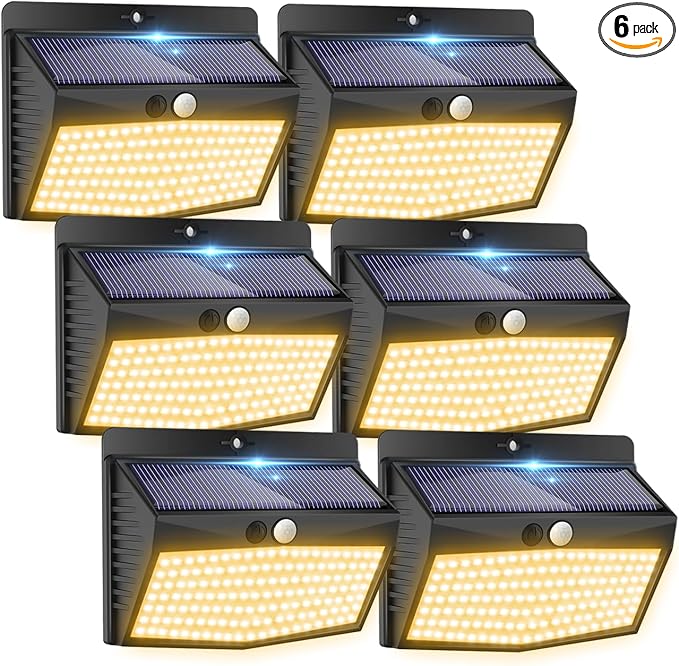 [138 LED/6 Packs] Solar Outdoor Motion Sensor Lights with 3 Lighting Modes Wall Lights Waterproof Solar Security | Lumora