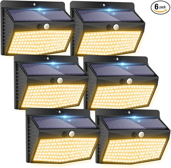 [138 LED/6 Packs] Solar Outdoor Motion Sensor Lights with 3 Lighting Modes Wall Lights Waterproof Solar Security | Lumora