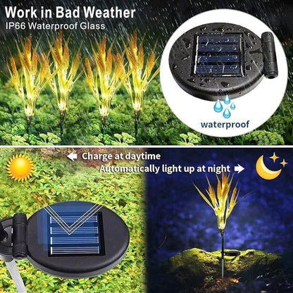 Outdoor Solar Lights Garden Lights Wheat Flowers Solar Powered Waterproof Outdoor Lights for Garden Patio Yard Pathway Decoration,2 Pack