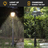 LUTEC London 12513LE4-SL LED Post Solar Light Outdoor Vintage Street Lights for Lawn Patio Yard Pathway Garden | Lumora