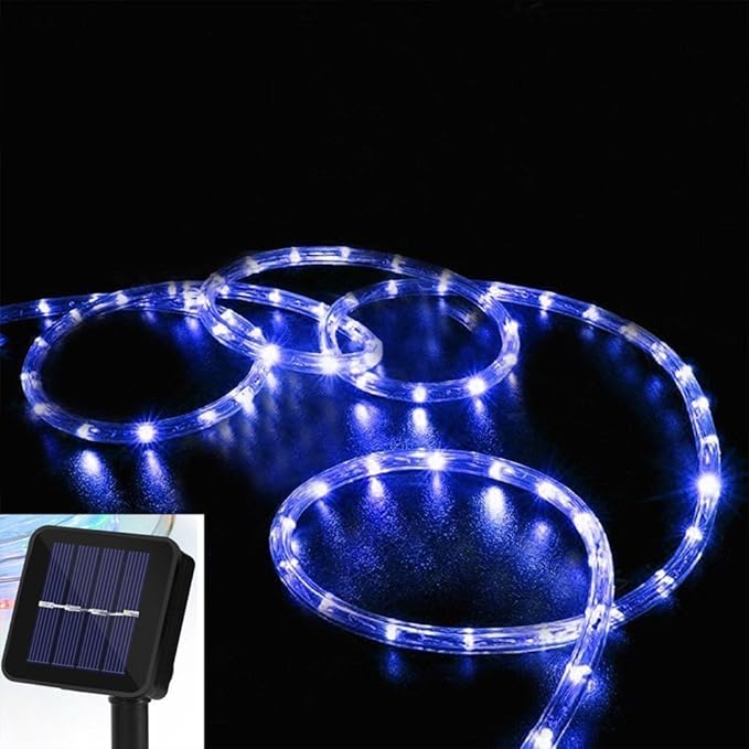 Solar Rope Lights, 23ft 50LED Waterproof Copper Tube Wire String Lights for Garden,Yard, Path, Fence, Stairs, Backyard, Patio Decorative (Blue)