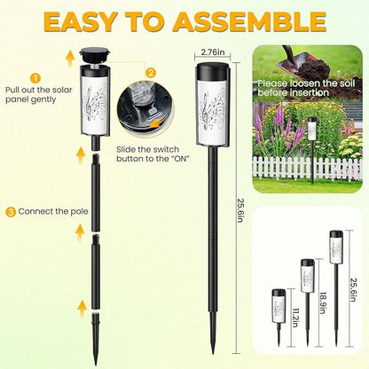 4 Pack Solar Pathway Lights Outdoor Waterproof Musical notes stave line symbols for staff music key note theme Treble Solar Garden Lights LED Landscape Lighting for Yard Walkway Lawn Garden Decor