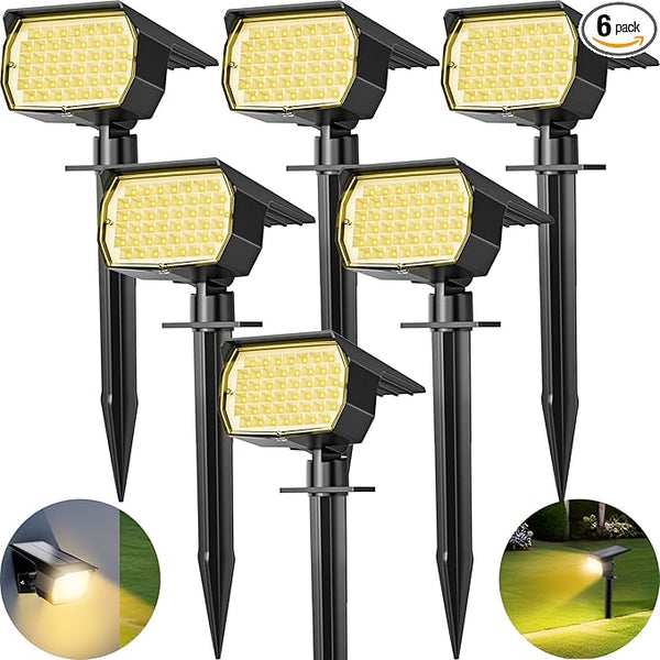 Solar Spot Lights Outdoor 6 Pack, [46 LED/3 Modes] Solar Landscape Spotlights Waterproof, 2-in-1 Auto On/Off Solar | Lumora
