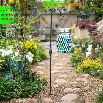 GUANFU Mosaic Solar Lanterns Outdoor Hanging Lights, Solar Table Lamps & Cool Blue Color Mosaic Glass Lights, Outdoor Waterproof Solar Night Lights, Garden,Patio,Pathway & Yard Décor…