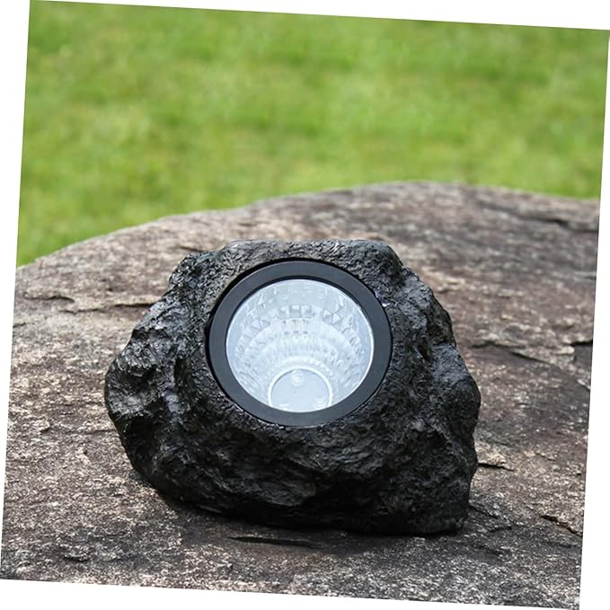HOMSFOU 2pcs Simulation Stone Solar Lamp Outdoor Landscape Light Solar Pathway Lamp for Patio Driveway
