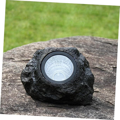HOMSFOU 2pcs Simulation Stone Solar Lamp Outdoor Landscape Light Solar Pathway Lamp for Patio Driveway