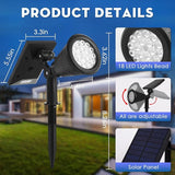 Solar Spot Lights Outdoor, 2-in-1 Wall Mount & Ground Stake 18 LEDs with 2 Lighting Modes, 7 Colors Changing, IP65 | Lumora