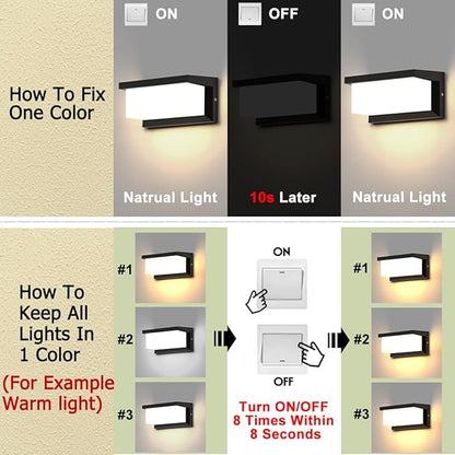 Sytmhoe Outdoor Lights Wall Mounted,Modern LED Sconce Outside Wall Lamp, 3 Colors 24 Watts Outdoor Lights for House Corridor Porch Garage Cafe Villas Hotel Lighting