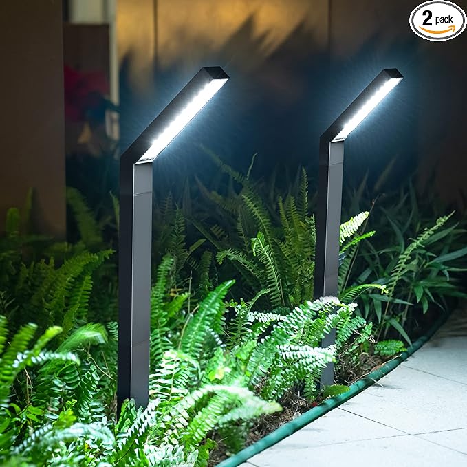 Solar Outdoor Pathway Lights - IP65 Waterproof Landscape Lights for Garden Decor, Walkway, Yard, Driveway (2 Pack)