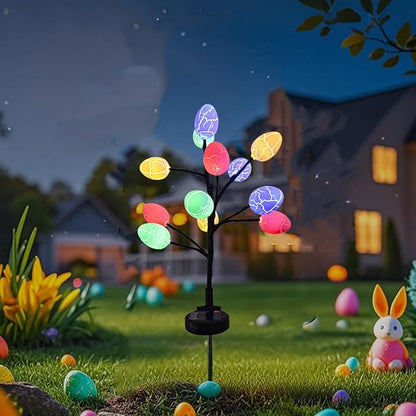 2pack Solar Outdoor Lights LED Easter Eggs Waterproof Solar Street Lights Outdoor with Stainless Steel Stakes, 2 Modes Led Solar Garden Light Solar Spot Light Outdoor Easter Decorations