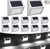 12 Pack Solar Step Lights for Outside Solar Stair Lights Waterproof IP 65 Led Outdoor Deck Lights,Cool White Lights | Lumora