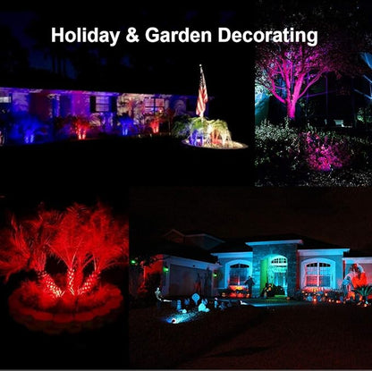 Color LED Outdoor Landscape Spotlight Remote 10W RGB Waterproof Spot Light for Yard Tree Garden Halloween Christmas Lighting, 120V
