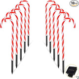 10 Pieces 10 Inch Christmas Garden Outdoor Solar Lights, Small Candy Cane Pathway Markers Lights Waterproof Outdoor | Lumora