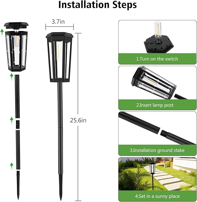 echosari Solar Pathway Lights Outdoor, 8 Pack Solar Powered Garden Lights Waterproof IP65, Auto On/Off, Solar Driveway Landscape Lights for Yard Path Landscape Walkway Lawn（Cool White）