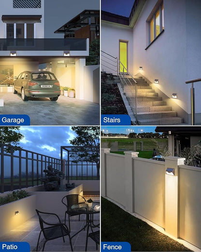 Peasur Solar Outdoor Lights [10 Pack/140LED], 3000K Warm Light Motion Sensor Outdoor Powered Security Lights 3 Working Modes Waterproof for Outside Garden Yard, Brown Frame