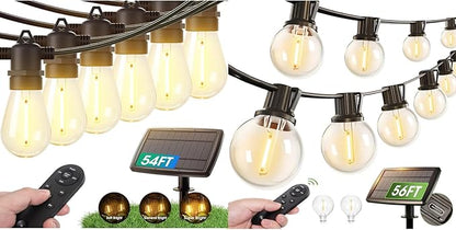 addlon Solar G40 String Lights 56FT with 8Packs Solar Lights Fence Lights Outdoor