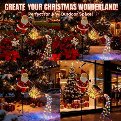 2026 New Christmas Solar Kettle Lights Garden Lawn Decorative Lights Santa Kettle Ground Lamp Solar Led Night, Outdoor Christmas Decor for Pathway Yard Patio (Warm Light)