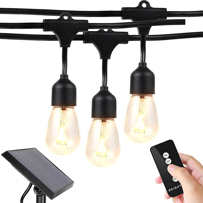 Brightech Bundle: Ambience Pro - Waterproof LED Outdoor String Lights - Hanging, Dimmable 1W Edison Bulbs, Soft White - 48 Ft + 6 Ft Extension Cord
