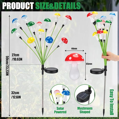 Riakrum 2 Pack Solar Mushroom Lights for Garden Decorative, 23 Inches 24 LED Waterproof Outdoor Light for Yard, Landscape, Path, Pathway, Lawn, Walkway, Driveway, Outside Backyard Decor