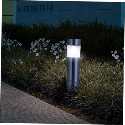 3pcs Solar Led Torch Lawn Light Stainless Steel Cylindrical Stake Lamp Outdoor Landscape Lighting for Garden Pathways and Events