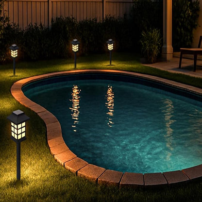 Anern Solar Pathway Lights Outdoor, 4 Pack Waterproof LED Walkway Landscape Light - Provides 6-12 Hours Illumination for Garden, Yard, Patio, Driveway & Landscape Lighting (Warm White)