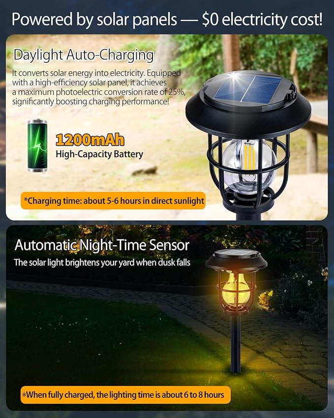 Solar Pathway Lights Outdoor Motion Sensor 2 Pack, 3 Lighting Mode, 3-in-1 In-ground/Wall Mount/Hanging, Auto On/Off Waterproof Warm Solar Lantern for Yard Lawn Patio Garden Landscape Walkway Driveway