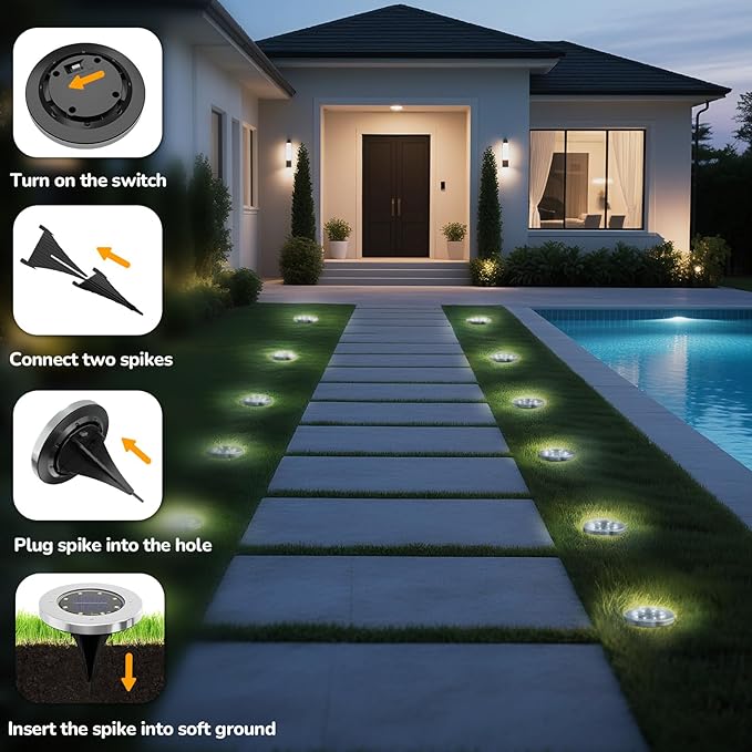 INCX Solar Lights for Outside,12 Pack Solar Lights Outdoor Waterproof, Solar Garden Lights Landscape Lighting for | Lumora