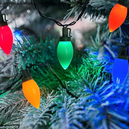 Christmas Lights Outdoor 23.6Ft C9 Vintage Christmas Lights 35 LED Colorful Bulbs, Connectable Plug-in Old Fashioned Xmas Light for Indoor Bedroom Patio Garden Yard Tree Home Decor