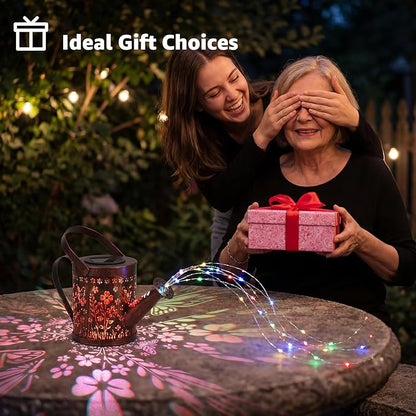 MEBRUDY Solar Garden Decor Lights, IP44 Waterproof Metal Butterfly Solar Watering Can Lights Outdoor Decor for Yard Pathway Patio Lawn, Gifts for Women Mom Grandma Birthday