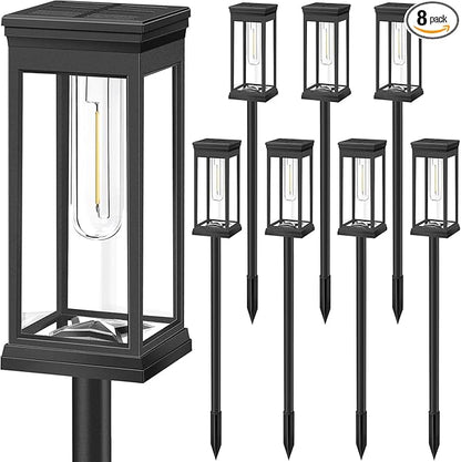 Solar Pathway Lights Outdoor, 4 Pack Solar Powered Garden Lights Waterproof IP65, Auto On/Off Outdoor Light for Lawn Patio Walkway Driveway Decor Landscape Lighting