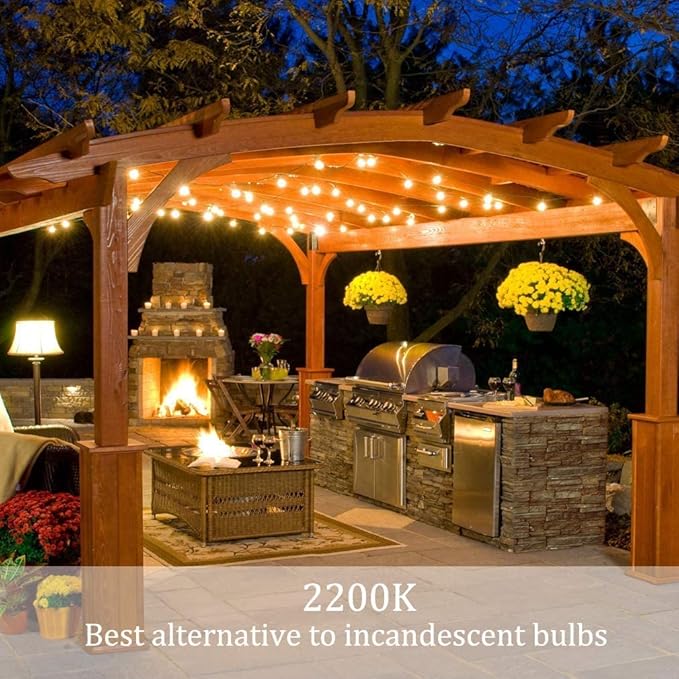 Outdoor String Lights 48ft with 23+2 Spare Bulbs, Shatterproof Dimmable Waterproof, LED 1W 60LM 2200K Warm Glow for | Lumora