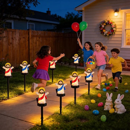 8 Pack Solar Easter Lights, Garden Pathway Lights Outdoor Jesus Lights Waterproof Solar Stake Light for Pathway Landscape Lawn Yard Porch Patio Spring Easter Decoration