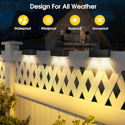 Solar Deck Light, 12 Packs LED Solar Step Lights Outdoor Waterproof, Solar-Powered Fence Lighting 3 Color Modes for Stairs Yard Garden Pathway