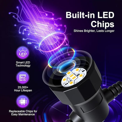 Outdoor String Lights 96ft(2×48ft), Patio Lights with 30 Dimmable LED Bulbs, RGBW & Warm White, IP67 Waterproof, Shatterproof, APP & Remote Control, Color Change, Customizable for Backyard