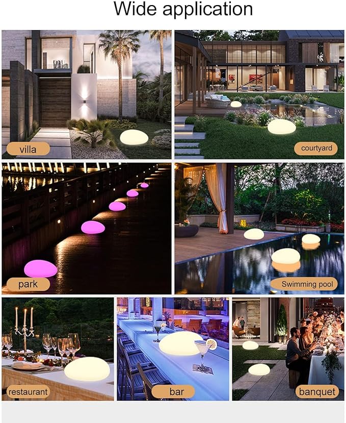 Solar Garden Light, Solar Pathway Lights Color Changing Outdoor Waterproof PE 1500mAh Colorful Light Stone Landscape Lamp for Pathway Lawn