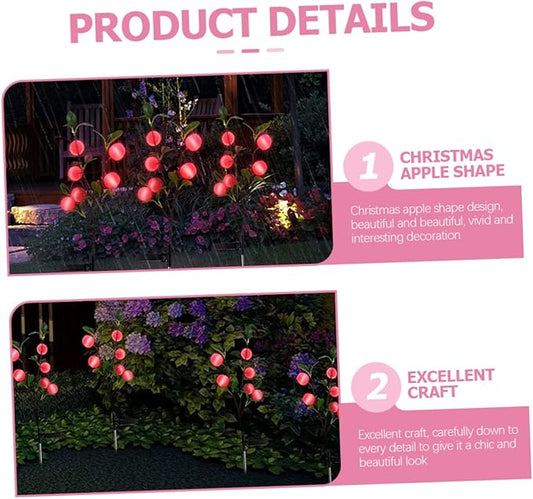 VICASKY Led Lights for Outside Decorative Garden Stake Lights Auto Off Solar Pathway Lamp Apple Shape Ground Stake for Patio Garden Landscape Christmas Decor