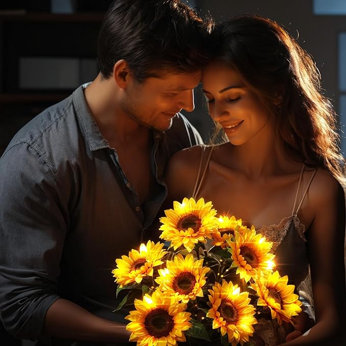 6 Pack Solar Lights Outdoor, Solar Flowers Outdoor Waterproof, Sunflower Garden Decor, Solar-Powered Lights for Yard Outside