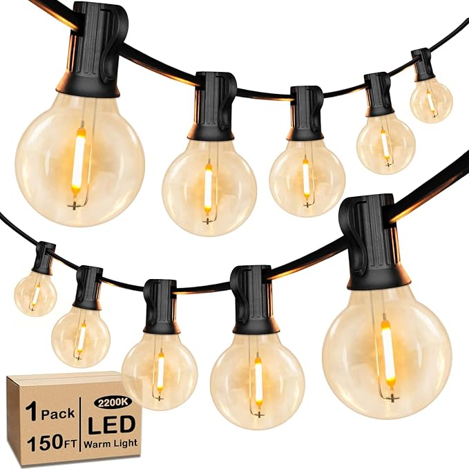 150FT LED Globe Outdoor String Lights, Dimmable Patio With 75+2 G40 Shatterproof Bulbs, Waterproof Outside Hanging | Lumora
